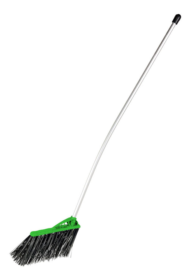 Household broom with sturdy plastic attachment