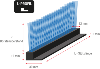 Flexible Streifenbürste mit L-Profil