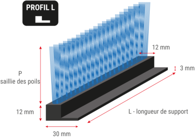 Brosses flexible en listeau avec profil en L