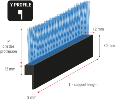 Flexible strip brush with Y profile